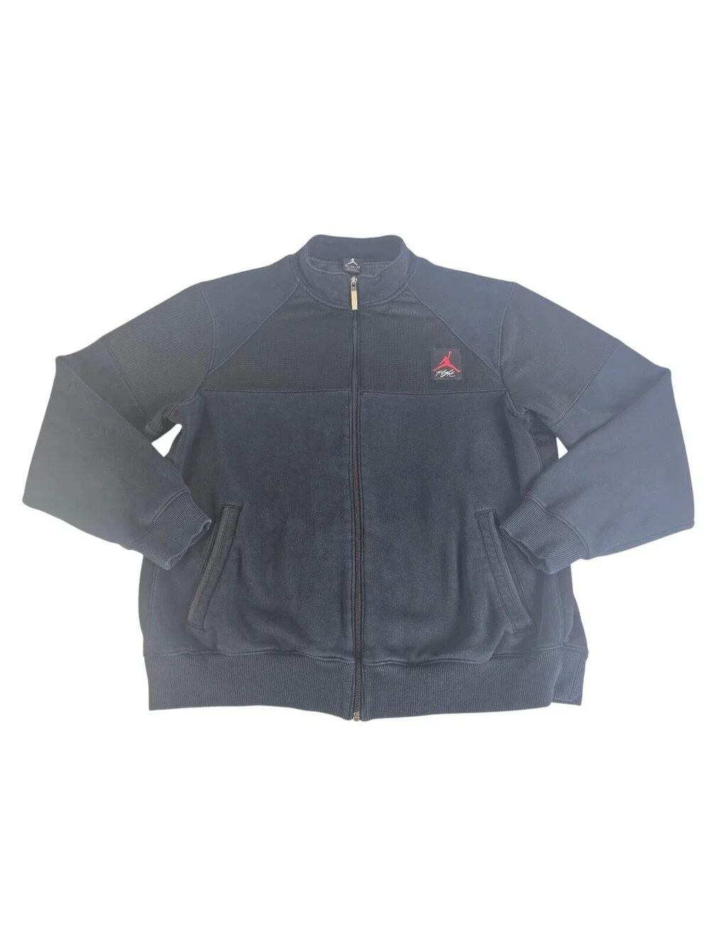 Nike Air Jordan Flight Jacket Mens XL Black Full Zip Logo Pockets Vintage Y2K